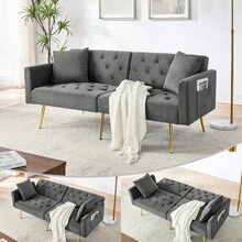 Sofa Bed Mattress - Gray + Velvet - View 1