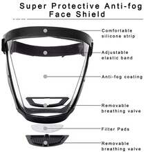 áscara de protección completa, protector transparente para la cabeza y los ojos, visera de pantalla para gafas, a prueba de polvo, a prueba de viento, antiniebla CRPO - Sólo 10 filtros - Ver 5