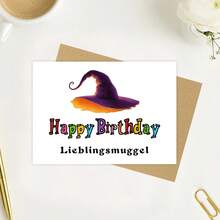 Birthday Card, Magical Card Happy Birthday, Wizard, Birthday Card, Witch Hat, - Multicolor - View 7