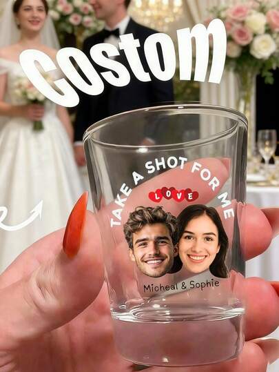 Copo de Dose Personalizado com Foto, Copo de Dose com Foto, Copo de Dose Personalizado, Copo de Dose de Aniversário Personalizado, Copo de Dose de Aniversário Personalizado, Copo de Dose com Foto Personalizado, Copo de Dose com Foto Personalizado, Multifuncional, Copos de Dose Engraçados para Despedida de Solteira, Lembrança de Festa, Rosto do Noivo para a Noiva, Viagem de Meninas, Presente para Festa de Solteiro