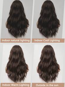 clouder Gothic Punk Dark Brown Long Wavy Curl Wig 26-Inch Center-Parted Bangs Heat-Resistant Synthetic Fiber Wig Women's Soft Voluminous Curls Suitable For Daily Cosplay, Street Style, Holiday Parties, Music Festivals, Y2K Aesthetic, Avant-Garde College Look, Modern Fashion Punk Style - Dark Brown - 查看 9