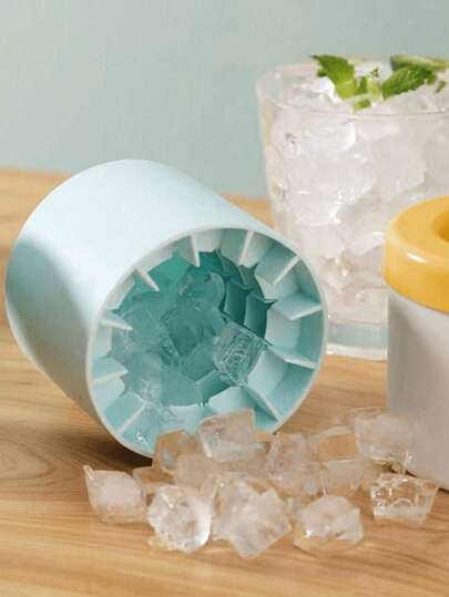 1pc Ice Cube Tray Mold, Simple Bucket-Shaped Ice Cube Maker Mold With Lid, Suitable For Kitchen Refrigerator And Ice Maker, Portable Mini Ice Cube Tray, Quick Handmade Freezing Ice Cubes, Convenient Home Ice Cube Mold, Easy To Use And Durable, Suitable For Making Ice Cubes And Cylindrical Ice Cubes