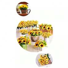 Kit 2 Buque com 5 Flor Girassol Artificial P/Decoração casamento, arranjos Buque Moderno 2026 - Amarelo - Visão 1