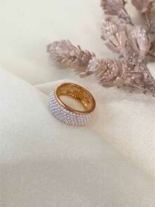 Anel Delicado Dourado De Pérola Feminino Em Semi Joias - Dourado - Visão 3