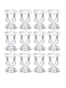 6pcs Set Elegant Glass Cone Candle Holders - Thick Polished, Suitable For Weddings, Parties And Home Decor - Party Decorations, Tea Lights, Wedding Favors, Birthdays, Graduations And More - Clear - View 7
