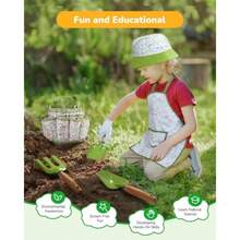 Gardening Set Toys Quality Garden Tool Kit For And Toddlers Includes Two Shovels Garden Hat Rake Apron Gloves Watering Can And Tool Bag GreenChildren's Growth Games, Fun And Joyful, Essential For Childhood - Agreen - View 6