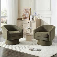 Sillón giratorio de 360° con otomana de almacenamiento, moderno sillón tapizado en chenilla, cojín de doble capa, cómodo sillón de lectura para sala de estar, dormitorio y oficina - Verde claro - Verde - Ver 8