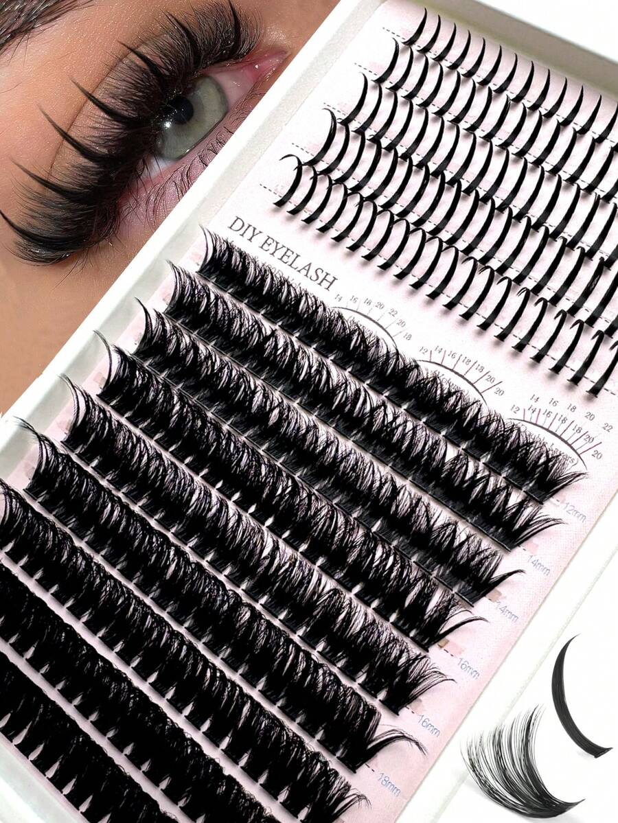 Perfect Combination! DIY Eyelash Cluster Cartoon False Eyelashes Doll Eyes Natural Eyelashes Cosplay 3D Spiky Fluffy Thick Mink False Eyelashes Spiky Eyelash Extension Russian Eyelash Cluster Spiky Individual False Eyelashes 80D 100D Thick Cluster Eyelash Extension 271pcs D Curl Cluster Eyelashes Mixed Eyelash Cluster DIY Eyelash Extension At Home - màu đen - Xem 1