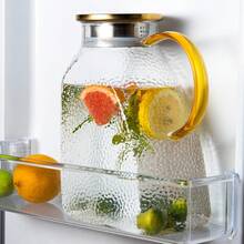 Fridge Door Glass Pitcher With Stainless Steel Lid - 60oz (1.8L) Large Borosilicate Carafe | Heat & Cold Resistant Carafe With Handle, Dishwasher Friendly | Perfect For Cold Brew, Iced Tea, Lemonade, Coffee & More - Clear - View 13