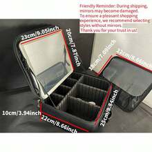 1pc 600mAh Black Travel Makeup Bag With Mirror, Large Capacity Cosmetic Storage Box, Portable Travel Makeup Bag With LED Light, Makeup Mirror, Lighting, LED Light, Night Light, Illumination, Travel Organizer Accessory, Makeup Case, Large Capacity Cosmetic Organizer Box, Makeup Box, Can Store Lipstick, Brushes, Skincare, Phone, Coins, Small Items, Suitable For Home, Gift, Vacation, Holidays (Halloween, Christmas), Bohemian Style - Multicolor - View 14