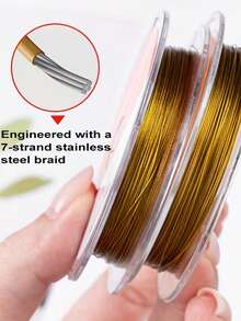 1/4 cuộn dây thép không gỉ 304 7 sợi màu vàng và bạc - Dây thủ công siêu mềm dẻo với độ dày siêu mỏng 0.3mm-0.6mm, độ bền chắc chắn để làm vòng cổ & vòng tay, các dự án DIY xâu hạt, dây dùng để làm trang sức, tạo vòng tay, thủ công không cần bảo dưỡng (1/4 cuộn) - dây - Xem 6