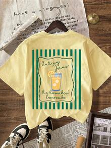 Áo thun Jesus Lemonade, But My Jesus He Be Makin' Lemonade, Áo phông in hình dành cho nữ, Phong cách thường ngày mùa xuân/hè. - Vàng nhạt - Xem 3