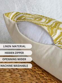 2 件装装饰枕套，波西米亚几何图案抱枕套，100% 低过敏性聚酯纤维，复古亚麻材质，隐形拉链，可机洗，简约时尚线条设计，家居装饰抱枕套，适用于沙发、客厅、卧室，不含枕芯 - 黃色 - 查看 9