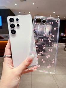 1pc Fashionable Creative Full-Screen Pink Bow Polka Dot Pattern Transparent Soft TPU Phone Case, Anti-Fall Anti-Scratch Anti-Fingerprint, Camera Lens Protection, Compatible With Samsung, Nothing, Pixel, INFINIX, Redmi - Multicolor - View 3