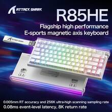 ATTACK SHARK R85 HE 快速触发键盘，采用磁力开关，配备定制灯箱，75% 有线机械键盘，8KHz 轮询率，0.005mm RT 精度，兼容 RT/SnapTap/DKS/MT/TGL 等多种键盘布局协议。 - 彩色 - 查看 11