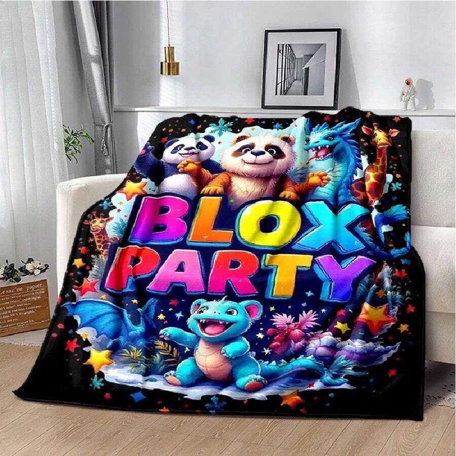 3D Cartoon R-Robloxs Game Flannel Blanket Soft Warm Throw Blanket For Bedroom Living Room Bed Travel Camping Picnic Gift(19).Jpg - trắng - Xem 1