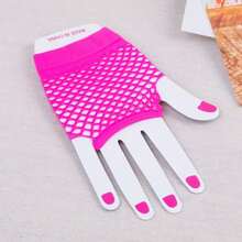 Guantes de tul de moda para mujer, elásticos, transpirables, suaves y amigables con la piel, versátiles para novia, boda, fiesta, club, atuendo de actuación y accesorios - Medio dedo - rojo - Ver 17