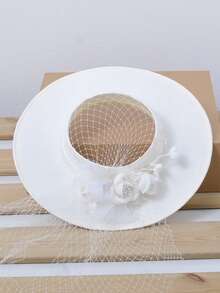 1pc Women's Church Hat, Suitable For Wedding Photography, Decoration, Outings, Parties, Runway, Made Of Polyester Fiber, Multi-Color Options,Summer,Beach - A - View 2