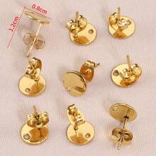 10Pcs Gold Stainless Steel Round Ear Studs For DIY Earring Base Jewelry Making With Holes Pendant Earring Accessories - Earrings - View 5
