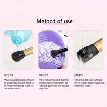 Silicone Makeup Brush Cleaning Mat, Makeup Brush Cleaner, Suction-Cup Makeup Brush Cleaning Mat, Portable Makeup Brush Washing Tool, Manual Brush Washing Tool - Apple-shaped - View 10