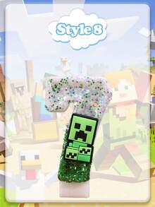 Minecraft 我的世界新款超级闪亮生日蛋糕插件数字蜡烛 0-9岁 小硬汉创意手工蜡烛生日蛋糕装饰成人派对儿童一周岁生日蛋糕装饰套装绿色 - 彩色 - 查看 8
