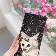 Phone Case: Cute Cat Calculating A Pair Of Phone Cases For Galaxy Models S25/S24/S23/S22/S21/S20/S10/S9/S8/NOTE10/NOTE20 Ultra, Plus, FE And A02/A03/A04/A05/A06/A10/A12/A13/A14/A15/A16/A20/A22/A23/A24/A25/A30/A33/A34/A35/A52/A53/A50/A54/A72/A73/M10S,Suitable For IPhone17 Air - màu đen - Xem 7