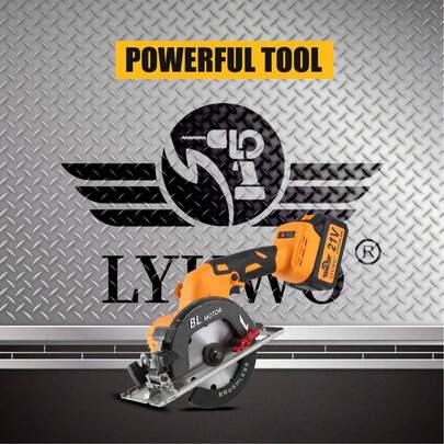  LYUWO 无刷锂电池圆锯，木工手持式多功能切割机，140mm 锯片，高功率单手锂电池切割机，大容量电池，45 度斜切，切割深度可调，最大切割深度 55mm，工作效率更高。配件齐全。