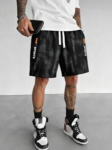 Men's Drawstring Waist Slim Fit Casual Pants With Side Zipper Details, Cropped, Minimalist Athletic Style, Suitable For Gym, Spring/Summer - Black - View 4