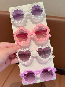 2/3/4/6pcs Set Newest 2026 Cute Pearl Bow Kids Fashion Glasses Accessories, Display Card Only, No Shipping - Multicolor - View 6