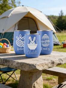 1pc Custom Text Easter Water Bottle, Durable Reusable Drinking Bottle For School Gym Or Travel, Family Easter Celebration Gift - Multicolor - View 4