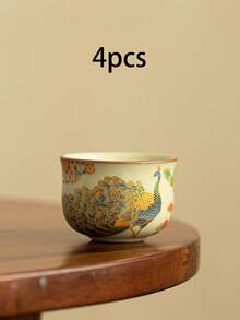 1个/2个/4个装金孔雀陶瓷杯，精致金线陶瓷把手茶杯，高品质小咖啡杯，是招待客人和朋友、享用下午茶、沙特咖啡、阿拉伯茶杯的理想之选。 - 彩色 - 查看 11