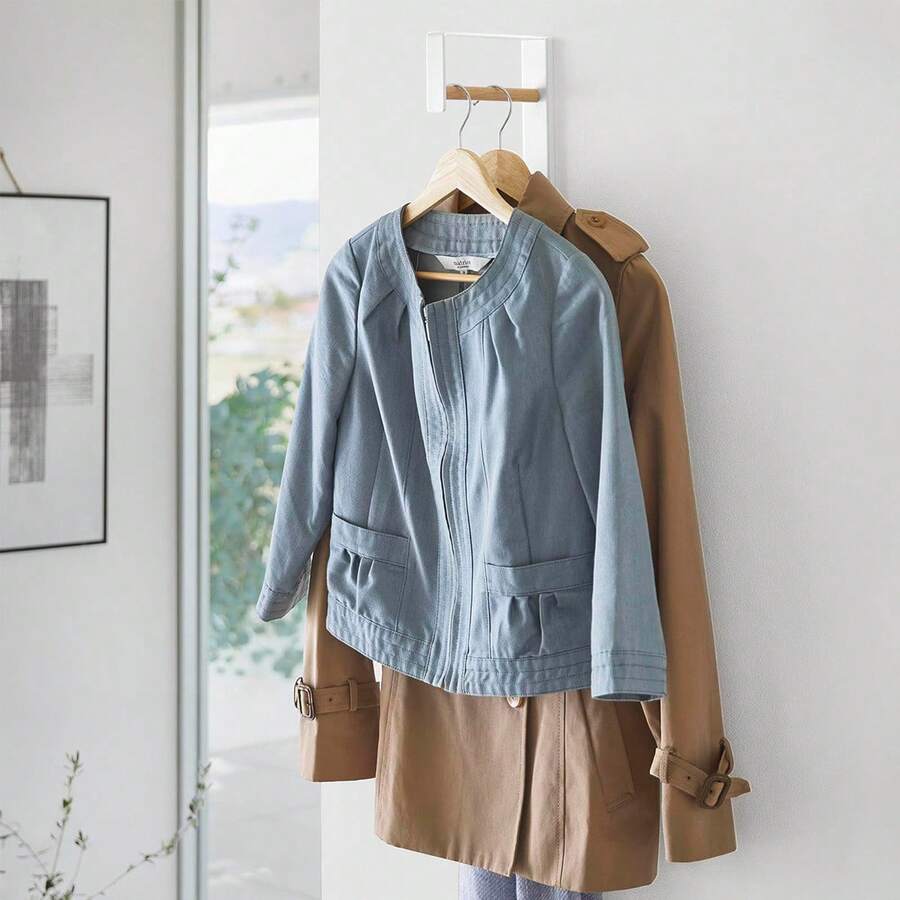 白色锻铁门收纳架，带后置搁板和底部置物架，配有挂钩、围巾帽架、包包和小物件收纳架，卧室、走廊、衣橱和旅行用多功能收纳架——经久耐用，节省空间，方便取用，时尚美观，是现代衣橱和配饰收纳的理想之选。 - 彩色 - 查看 1