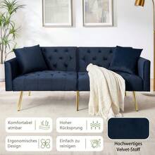 Sofa Bed Mattress - Blue + Velvet - View 9