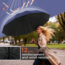 Mustarpicking Guarda-chuva de 125cm/49,2 pol. com 12 varetas, estrutura reforçada, à prova d'água e à prova de vento, guarda-chuva grande manual, disponível 24 horas, itens fofos - A - Visão 4