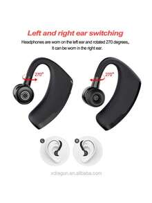 Bluetooth Headset Wireless Business Single earpiece Voice answer in ear earbuds for Trucker Driving Running 10 Hour Battery Noise Cancelling Headphones Black V9 - Negro - Ver 5
