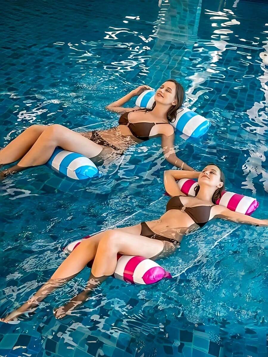 Inflatable Floating Bed, Inflatable Floating Hammock Suitable For Swimming Pool, Lake And Beach Leisure, Swimming Pool Float, Swimming Pool Essentials, Holiday Essentials, Beach Toys, Foam Swimming Ring
