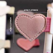 1pc Heart-Shaped Faux Leather Pen Holder, Designed For Notebooks, Diaries, Planners And Tablet Sleeves. This Self-Adhesive Pen Case Comes With An Elastic Band, Suitable For Pencils, Styluses, Book Pages, Laptop Pens And Apple Pencil, Making It A Perfect Gift For Wedding Anniversary Or Valentine's Day! - Multicolor - View 2