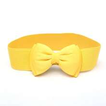 Bow Elastic Belt Women's Korean Version Fashion Chiffon Waist Seal Wide Dress Elastic Belt Waist - 黃色 - 查看 9
