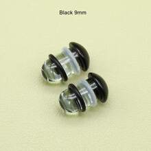 一对厚度为 1.6-16 毫米的黑色透明玻璃耳扩，配有 2 个防滑硅胶环，单喇叭蘑菇形直杆耳钉，透明眼镜耳扩，男女学生适用，玻璃耳钉，身体饰品，长度约 19 毫米。 - 玻璃耳擴 - 查看 12