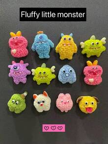 2/5pcs Monster Fridge Magnets, Funny Cute Monster Fridge Stickers, Cartoon Ugly Resin Creature Fridge Magnets, Creative Cabinet Decor, Cool Gift For Boys, Kids And Teens, Home Decor Party Favor, Holiday Gift - Plush Monster - View 10