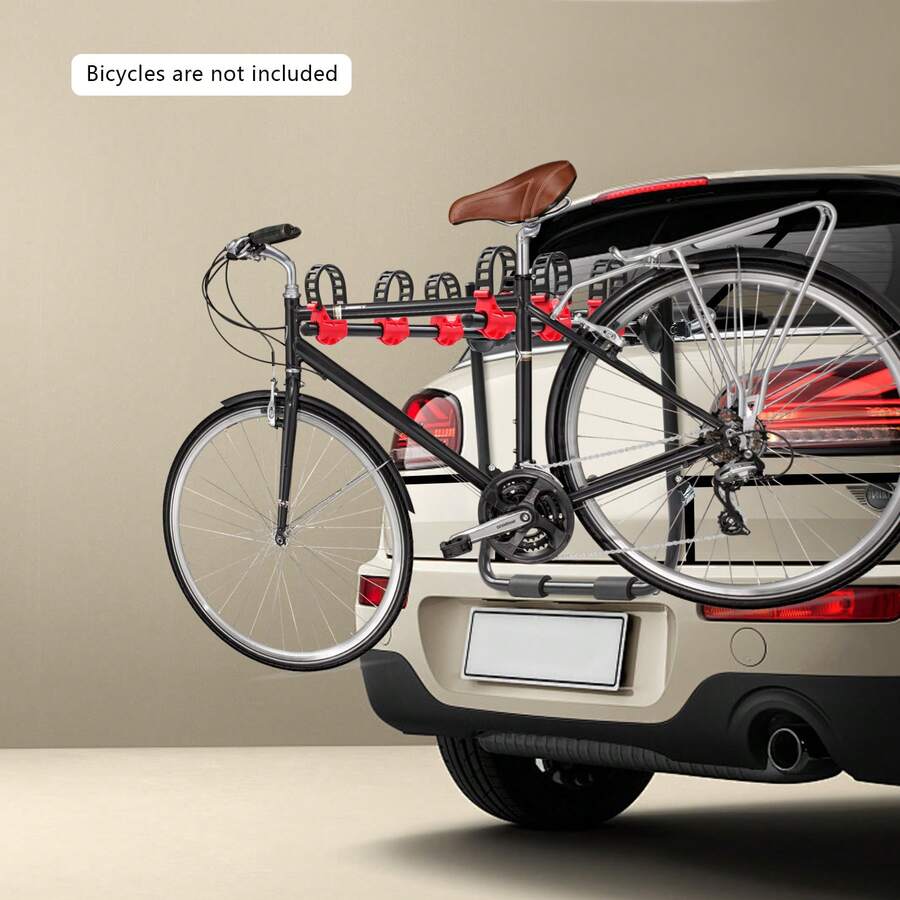 SanBouSi 3 Bike Trunk Rack, Foldable Carrier For SUV Sedan Hatchback, 44lbs Capacity With Scratch-Free Padding & License Plate Visibility, Easy To Install & Store - Black, Red - View 1