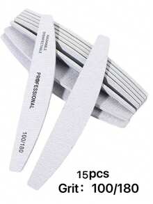 15pcs/20pcs Half Moon Shaped Professional Nail File With 100/180, 180/240 Grit Nail File Strips - Multicolor - View 10