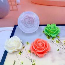 2个装欧式玫瑰造型香薰蜡烛硅胶模具，DIY香氛石膏装饰硅胶模具 - A-白色 - 查看 3