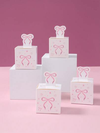 24pcs Pink Bow Gift Boxes, Cute Bow Gift Packaging Bags, Bow Themed Birthday Party Decorations, Birthday Holiday Party Gift Packaging Supplies, Wedding Bridal Shower Baby Shower Gender Reveal Decoration Supplies,Bow Decoration Favor Boxes,Ladies Party Gift Packaging Boxes, Kitchen Packaging Supplies, Party Favors