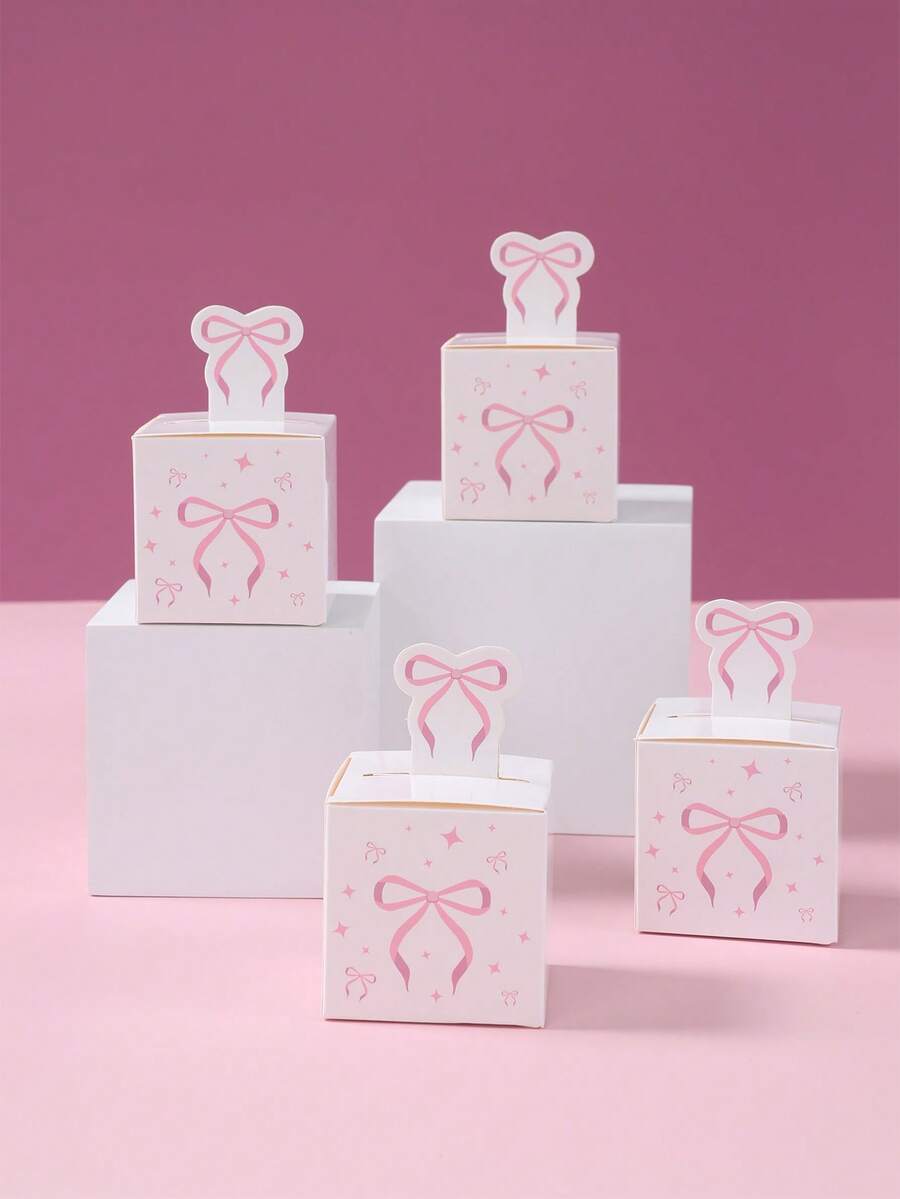 24pcs Pink Bow Gift Boxes, Cute Bow Gift Packaging Bags, Bow Themed Birthday Party Decorations, Birthday Holiday Party Gift Packaging Supplies, Wedding Bridal Shower Baby Shower Gender Reveal Decoration Supplies,Bow Decoration Favor Boxes,Ladies Party Gift Packaging Boxes, Kitchen Packaging Supplies, Party Favors