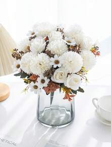 1 pezzo profumo artificiale di rose, crisantemi a palla e margherite, piante finte, fiori artificiali, decorazione per profumo, materiali per corone, accessori per scatole di caramelle, fiori per il petto, materiali per fasce, accessori per feste di compleanno, decorazione per la casa, profumo da sposa, decorazione per matrimoni, decorazione per la camera da letto, accessori per la cucina, ristorante, decorazione per la camera da letto - Bianco - Visualizzare 5