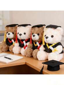 9.84 Inch Mini Graduation Bear Plush Doll With Doctoral Cap, Teddy Bear Doll Suitable For Graduation Season, Halloween, Thanksgiving, New Year, Valentine's Day, Mother's Day, Carnival Gifts, Outdoor Holiday Decor For Living Room, Sofa, Bedroom, Car, Children's Party Favors - Multicolor - View 8