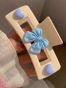 1个情人节时尚百搭甜心蝴蝶结鲨鱼爪发夹，适合日常佩戴、约会及各种场合 - 彩色 - 查看 4