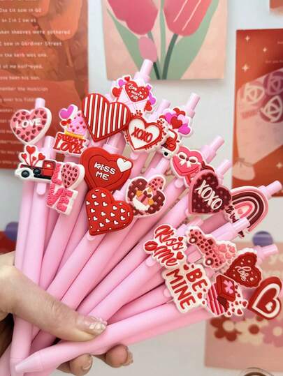 Valentine's Day Series Creative Ballpoint Pen, Smooth Writing, Suitable For School Supplies, Office Stationery, Holiday Party Favors And Valentine's Day Gifts