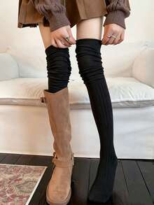 4 Pairs Women Over-The-Knee Socks, Suitable For All Seasons - Long Tube Socks For Spring/Autumn, Maternity High-Top Socks, Non-Slip & Non-Binding Leg Socks For Winter - Multicolor - View 9